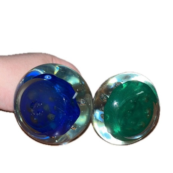 Vintage Murano Green & Blue Bubble Teardrop Glass Art - Picture 5 of 7